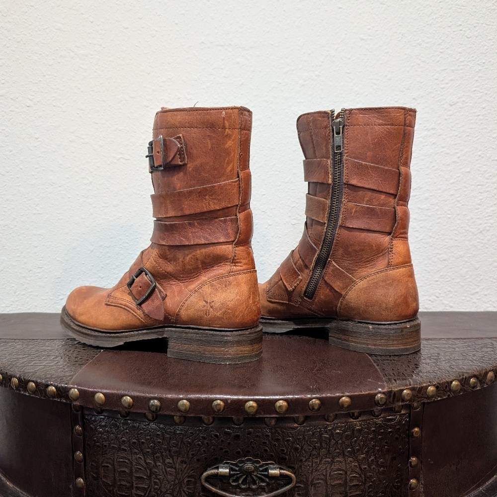 FRYE Veronica Tanker Combat Boot Brown Sz 8B - Picture 5 of 16